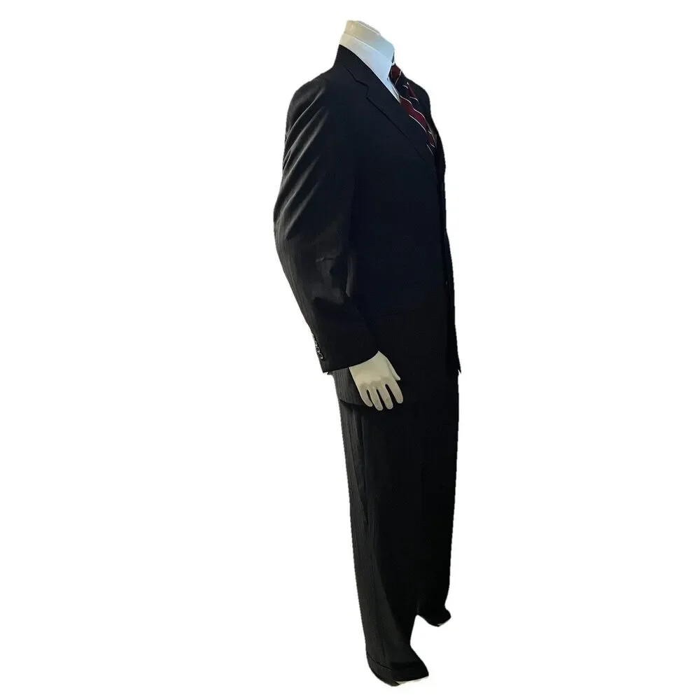 Martino Uomo Moda 2pc Suit Men’s Subtle Black Pinstripe 42R W32xL31